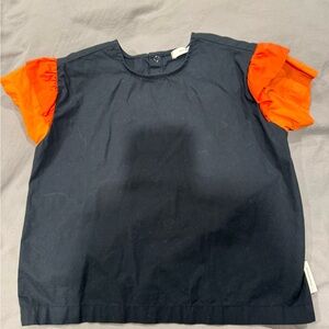 Black Top with Orange Sleeves girls size 4